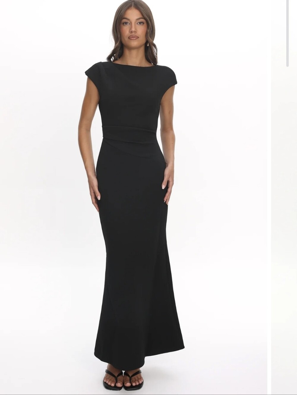 SAINTS & SECRETS Zarae Cap Sleeve Surplice Back Maxi Dress Black. Size small.